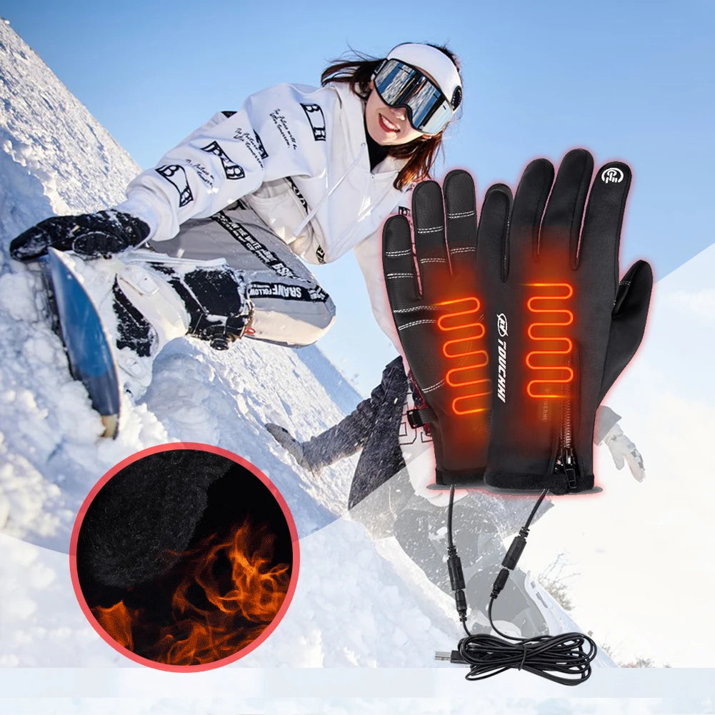 USB Touch Screen Anti-Slip Heated Gloves