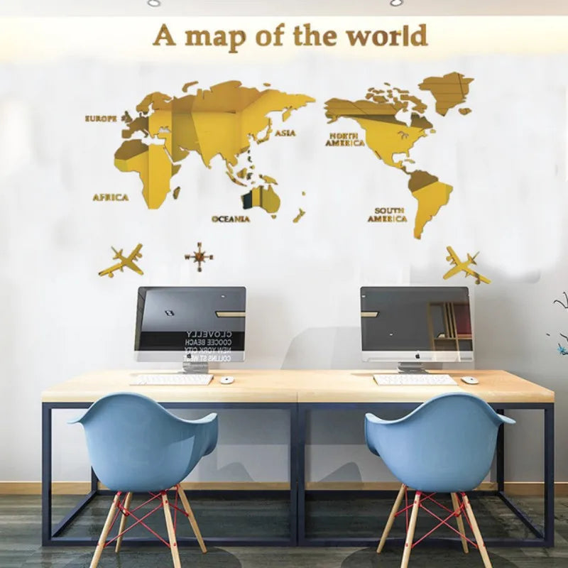 World Map Wall 3D Acrylic Wall Stickers