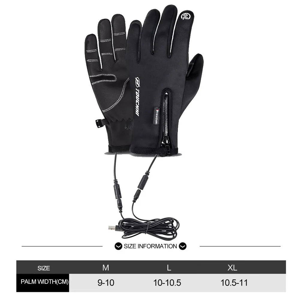 USB Touch Screen Anti-Slip Heated Gloves