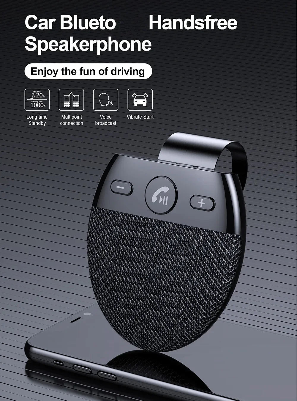 Wireless Vehicle Car Bluetooth V5.0 Speakers Handsfree Car Kit