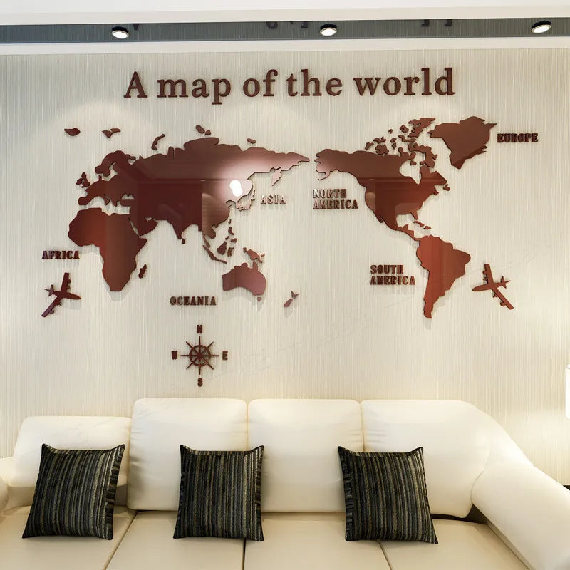 World Map Wall 3D Acrylic Wall Stickers