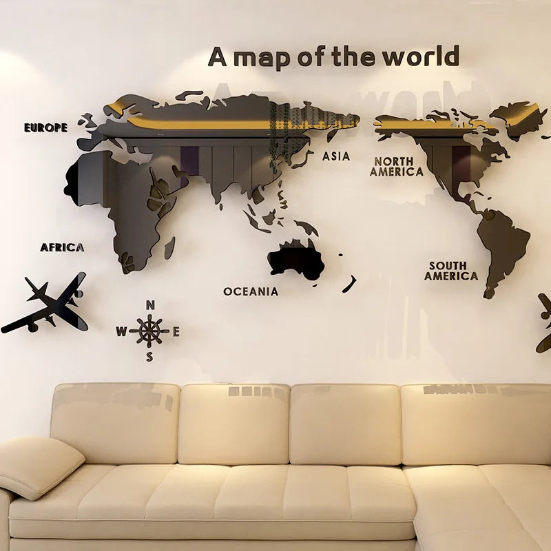 World Map Wall 3D Acrylic Wall Stickers