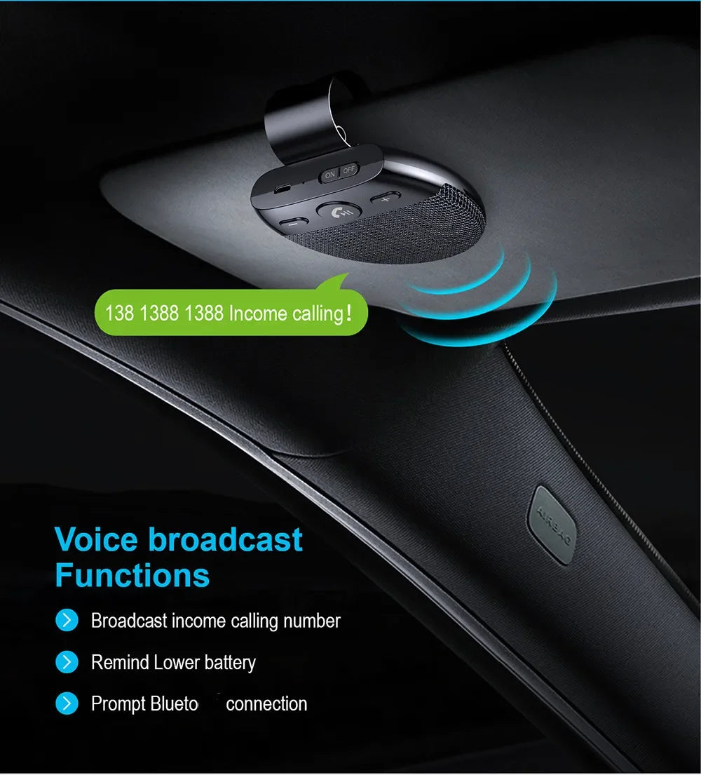 Wireless Vehicle Car Bluetooth V5.0 Speakers Handsfree Car Kit