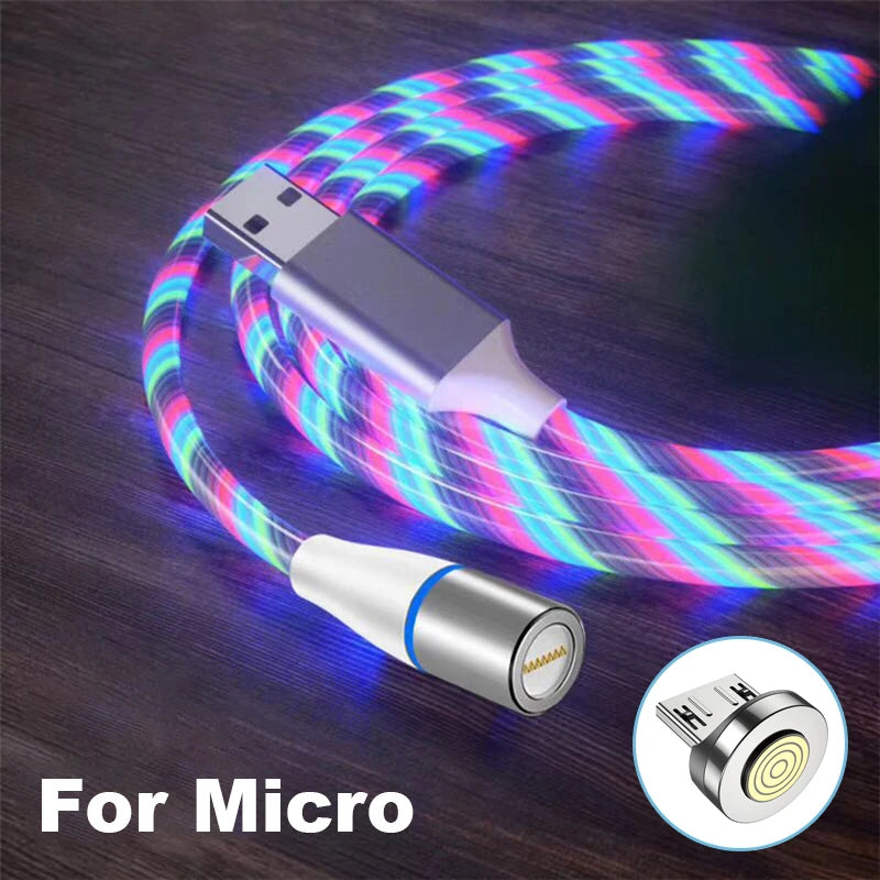 Fast Charging 120W Magnetic LED Micro USB Cable